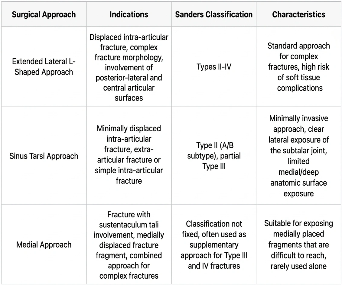 Indications of three surgical approaches for calcaneal fractures (1)