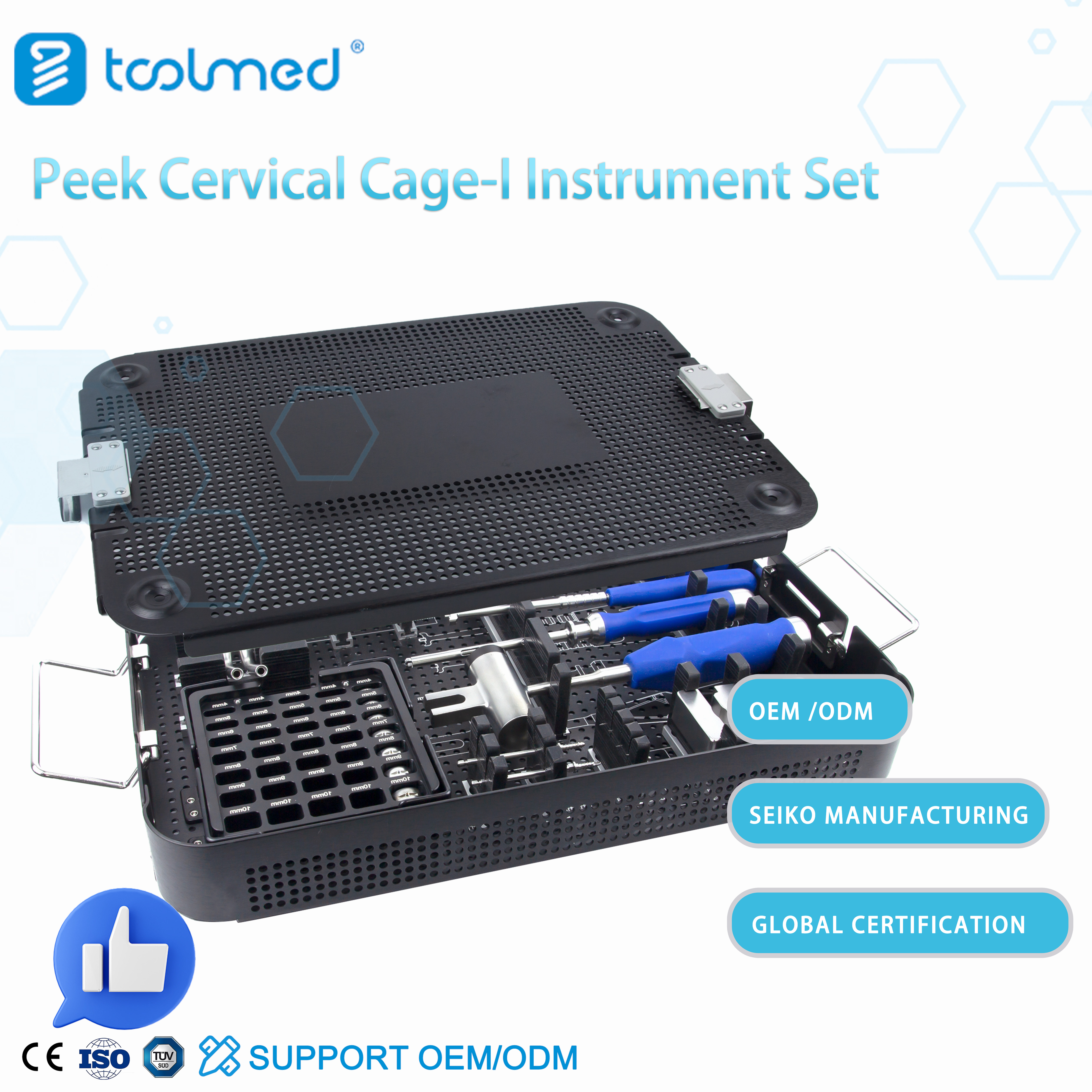 Peek Cervical Cage-I Instrument (High Configuration) Set