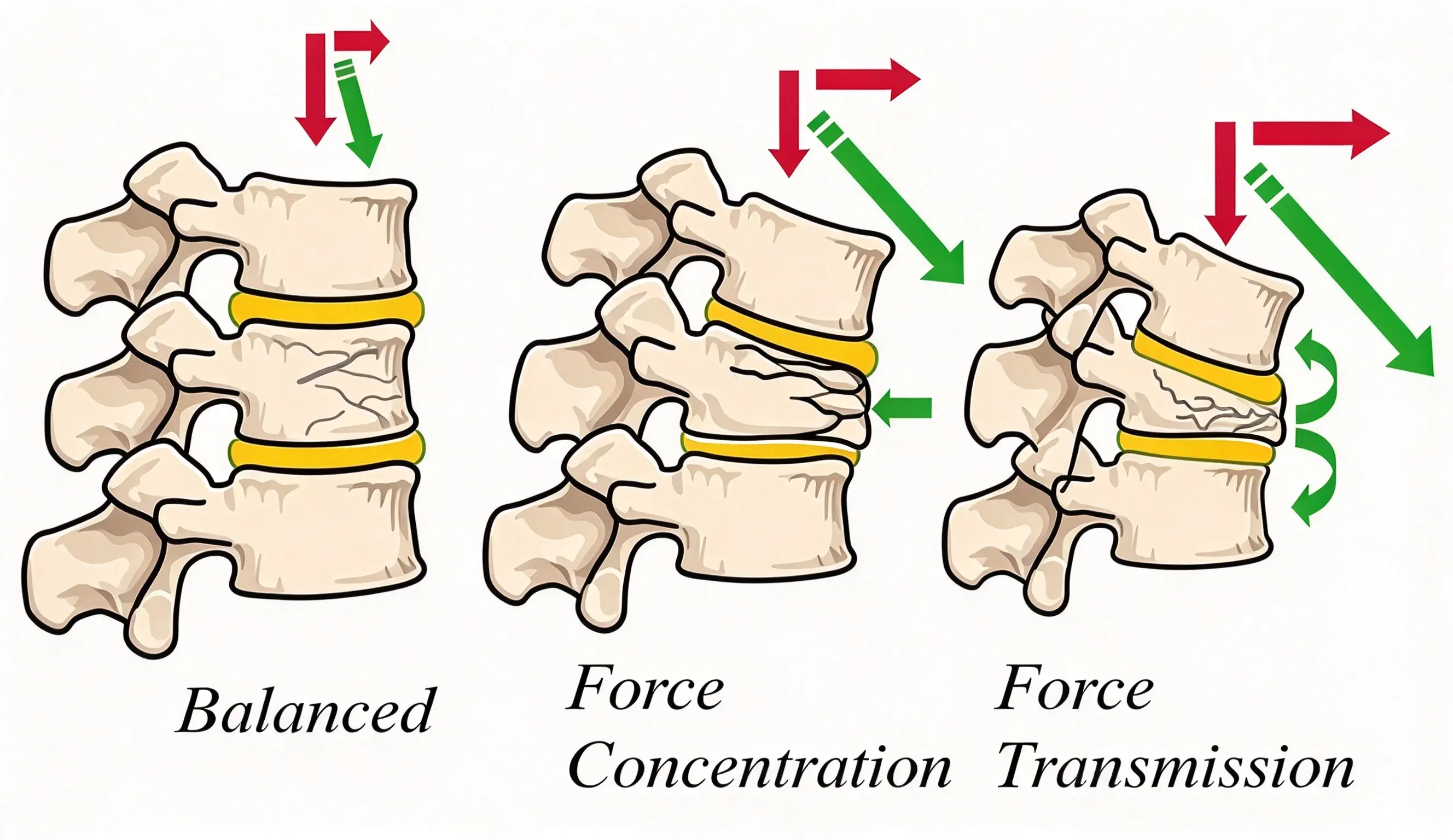 Biomechanical changes of kyphosis